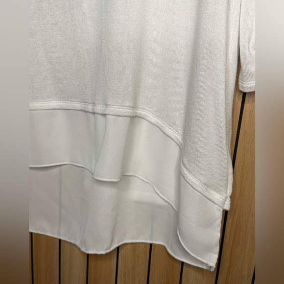 Patchington White Double-Layer Knit Top | 3/4 Sleeve | Size Large - Picture 3 of 7